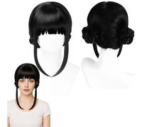 Peluca Kpop 'Demon Slayers', Peluca de Anime para Cosplay. Perfecta para fiestas, uso diario, festivales y Halloween. Ideal para televisión, cine y cosplay de videojuegos. (Black pigtails)