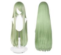 Peluca larga 100 cm, cosplay de anime universal, perfecta para fiestas, uso diario, festivales y Halloween, ideal para TV, cine y cosplay de juegos (Verde claro)