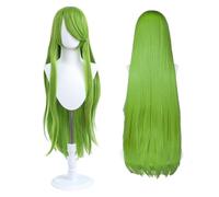 Peluca larga 100 cm, cosplay de anime universal, perfecta para fiestas, uso diario, festivales y Halloween, ideal para TV, cine y cosplay de juegos (Verde lima)