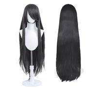 Peluca larga 100 cm, cosplay de anime universal, perfecta para fiestas, uso diario, festivales y Halloween, ideal para TV, cine y cosplay de juegos (Negro carbón)