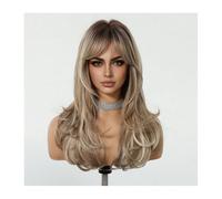 Peluca Larga Color Caramelo Ombré Para Mujer, Peluca Ondulada Y Rizada De 24 Pulgadas Con Flequillo, Fibra Sintética Resistente Al Calor Para Uso Diario En Fiestas.