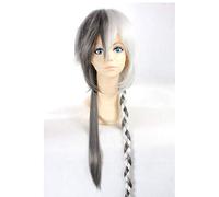 Peluca larga de capa larga y trenzada de color gris plateado Vocaloid Yuezheng Longya para fiestas de Halloween Cosplay pelucas (INWEG)