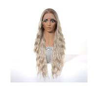 Peluca Larga Ondulada Blanca Plateada Para Mujer, Rizada Con Raya Al Medio De 76 Cm, De Fibra Sintética Resistente Al Calor Para Uso Diario En Fiestas.