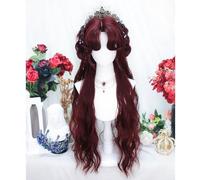 Peluca Larga Ondulada Para Mujer Pintura Al Óleo Peinado De Personajes Diadema Completa Pelucas JK Lolita Pelo Sintético Resistente Al Calor Con, Flequillo Para Fiesta, Halloween (Red)