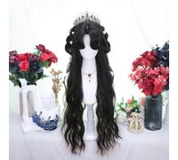 Peluca Larga Ondulada Para Mujer Pintura Al Óleo Peinado De Personajes Diadema Completa Pelucas JK Lolita Pelo Sintético Resistente Al Calor Con, Flequillo Para Fiesta, Halloween (Black)