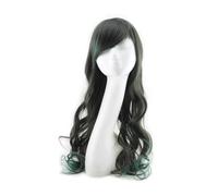 Peluca larga ondulada Peluca multicolor Peluca sintética Peluca fácil de usar Peluca esponjosa y de aspecto natural for mascarada de cosplay (Color : Black-green)