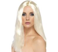 Peluca Larga Para Damas Rubia Claro 44cm Disfraz De Mujeres