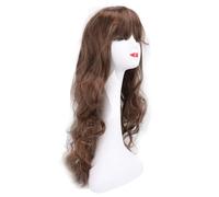 Peluca larga y rizada con estilo, agradable al calor, largo y esponjoso, ondulado pelucas de pelo con para fiestas, bodas, citas, marrón claro