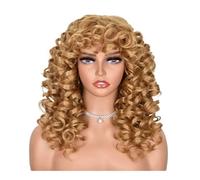 Peluca larga y rizada de 17 pulgadas con flequillo para mujer, pelo sintético, estilo vintage para uso diario, fiesta, cosplay, añade volumen al cabello (27)