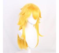 Peluca larga y rizada para mujer, estilo princesa, color amarillo dorado