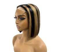 Peluca lisa con frontal de encaje 2x6, densidad 200, cabello humano vietnamita, sin pegamento, for mujer (200 g) Adorno de pelo para mujer(P1b/黄30)