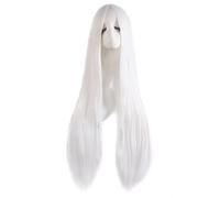 Peluca MapofBeauty de 100 cm, larga y recta, para cosplay, disfraz de anime, para fiesta (blanca)