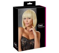 Peluca bob media larga con flequillo (rubia)