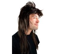 Peluca, marrón oscuro, tipo Mullet, macarro Heavy Metal 20781-4