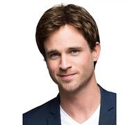 Peluca Marrón Para Hombres, Pelo Rizado Corto Flequillo Parcial, Seda De Alta Temperatura Simulada