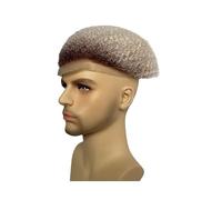 Peluca masculina Afro Wave Hair Toupee Unit Black Mens Curly Sistema de reemplazo cabello humano Full Lace(Ombre 60 Style)