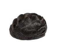 Peluca masculina Toupee for hombres con cabello humano real, sistema de reemplazo piezas ondulado for