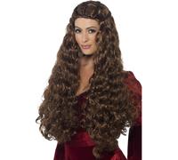 Peluca Medieval Extra Larga Marrón Para Princesa Adulto Mujeres Smiffys Disfraz