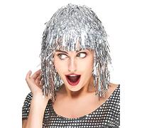 Peluca metálica plateada para mujer