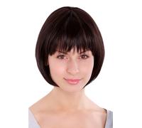 Peluca Mujer Con Bobschnitt Page Marrón Oscuro Peinado Pelo Corto Artificial