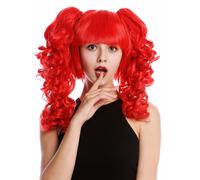 Peluca Mujer Cosplay 3-teilig Bob + Largo Desmontable Coletas Rizos Espiral Rojo
