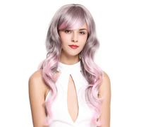 Peluca Mujer de Largo Ondulado Gris Rosa Mix Fabuloso ZM-1666