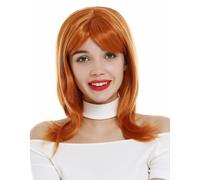Peluca Mujer hasta los Hombros Medio Largo Escalonado Liso Geslict Naranja 3003