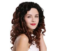 Peluca Mujer Lace-Front Largo Voluminoso Rizos Ombre Balayage Negro Caoba