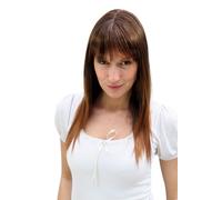 Peluca Mujer Morena Marrón Mezclado Largo Liso Flequillo Mechas 50CM LA032-2T30