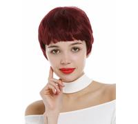 WIG ME UP - SA098-39 Peluca para mujeres muy corta pixie cut los 60 corte corto flequillo color rojo granate