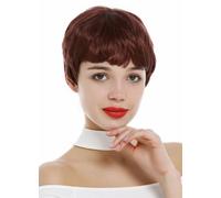 Peluca Mujer Muy Corto Pixie Cut Peinado Pelo Flequillo Caoba Marrón Oxidado