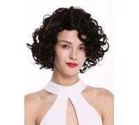 Peluca Mujer Pelo hasta los Hombros Rizos Raya Teil-Mono Lace Marrón Oscuro