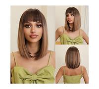 Peluca Mujer Pelucas Peluca de pelo Natural resistente al calor, Rubio, rosa, ombré, Bob corto con flequillo, pelucas sintéticas rectas de Cosplay for mujeres negras Disfraz de fiesta diaria para muje