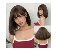 Peluca Mujer Pelucas Peluca de pelo Natural resistente al calor, Rubio, rosa, ombré, Bob corto con flequillo, pelucas sintéticas rectas de Cosplay for mujeres negras Disfraz de fiesta diaria para muje