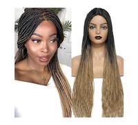 Peluca Mujer Pelucas Peluca de pelo trenzado resistente al calor pelucas trenzadas en caja Ombre de 26 pulgadas for mujeres negras peluca trenzada cuero cabelludo falso Disfraz de fiesta diaria para m