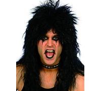 Peluca Negra Rockera Kiss Alice Cooper 80s Heavy Metal Simmons Disfraz