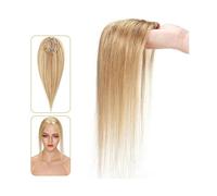 Peluca ondulada Adornos de cabello humano real for mujeres, 6x9 cm, atados a mano, con base de seda, 110% cabello indio, postizo natural liso, extensión de cabello con clip Agarre de peluca(Size:18 in