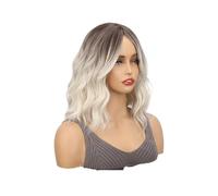 Peluca ondulada corta for mujer, estilo Bob, pelucas sintéticas resistentes al calor, apariencia Natural for peinado diario, 14 pulgadas(Brown To Platinum Blonde)