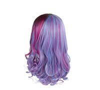 Peluca ondulada de largo sintético for mujer y niña, peluca disfraz princesa Audrey, Cosplay, vestido, fiesta carnaval, rosa, azul mezclado, 1 ud
