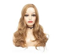 Peluca ondulada y rizada de 24 pulgadas de largo for mujer, pelucas sintéticas de pelo resistente al calor rubio miel for uso diario Wiglets