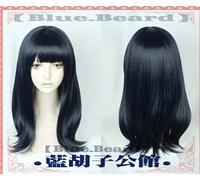 Peluca para 50 cm de tinta azul y negro, rizada, media larga, Takarada Rikka, peluca SSSS. Cosplay anime pelucas de pelo sintético + gorro de peluca como se muestra en la imagen