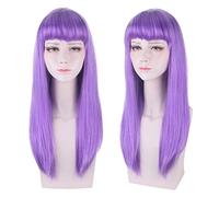 Peluca para accesorios a juego Performance Modeling Movie Descendants 2 veces Cosplay Peluca femenina larga recta rosa púrpura color mezcla seda alta temperatura