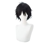 Peluca para Ángeles de la Muerte, peluca de cosplay de Isaac Foste/Zack Cos, peluca corta negra de 25 cm, peluca de fiesta de anime para hombre, Halloween + gorra de peluca, Ángeles de la Muerte