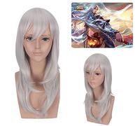 Peluca para aumentar el volumen del cabello después de la quimioterapia, peluca de cabello blanco plateado y microrizado, King Game Glory Mobile Game Li Baifeng Buscando Fénix