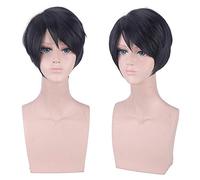 Peluca para boda, tiro, pasarela, entrevista, Cos Wig Love And Producer Mobile Game Li Zeyan Black Diagonal pelo corto