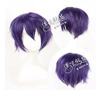 Peluca para boda, tiro, pasarela, entrevista, pasarela, entrevista, degradado, morado, pelo corto, rizado al revés, peluca de anime Msn/Cosplay peluca Fq001A-2