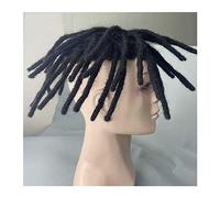 Peluca para calvicie, rastas, pelo masculino, prótesis para hombres, mono afro rizado, unidad para hombres negros, cabello humano indio #1B (7,6 cm, color 1B 130%, 5 x 7)