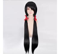 Peluca para Cos Wig Date Fight Toshizaki Kazuki Tres Negro Cabello Largo Lacio Estilo Cola de Caballo Doble