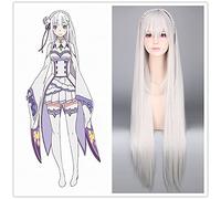 Peluca para cosplay de 100 cm de Re:Life in a Different World from Zero Emilia Cosplay Peluca de pelo Halloween Cosplay Juego de rol Peluca Disfraces