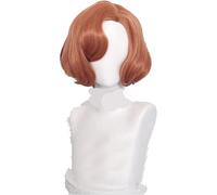 -Peluca para cosplay Peluca de cosplay de anime The Beth Harmon Peluca de cosplay Marrón Años 20 Peluca de pelo ondulado retro para mujer + gorra
